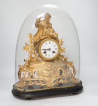 A 19th century Louis XVI-style gilt metal mantel clock, under glass dome, French movement striking