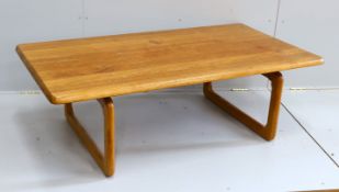 Attributed to Niels Bach, a rectangular mid century teak coffee table, width 138cm, depth 74cm,