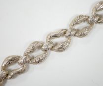 A Tiffany & Co 925 woodbark pattern bracelet, overall 18.4cm, 67 grams.