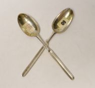 Two 18th century silver combination marrow scoop spoons, London, 1766 and Samuel Roby, London, circa