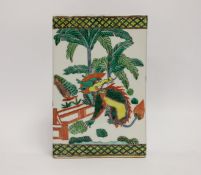 A Chinese famille verte pillow, 20cm high