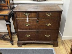A George III provincial oak four drawer chest, width 90cm, depth 52cm, height 84cm
