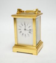 A French brass carriage timepiece, 12cm