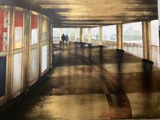 B Wilson (Modern British), three unframed oils on canvas, Brighton promenade and a cityscape, larger
