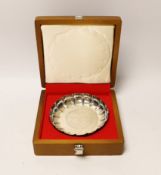 A boxed modern silver Isle of Man commemorative silver dish, Preston's Ltd, Sheffield, 1978, 14.