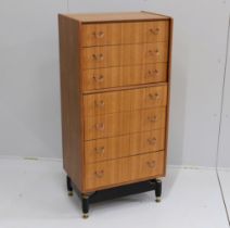 A mid century G Plan Librenza seven drawer chest, width 60cm, depth 41cm, height 128cm