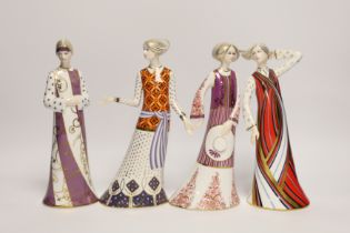 Four Royal Crown Derby figurines from the Classic Collection including Athena, 22cm high