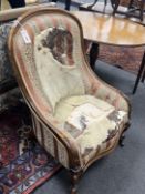 A Victorian walnut spoon back chair, width 59cm, depth 66cm, height 92cm
