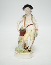 A Derby figure of a gardener, c.1780, 18cm high