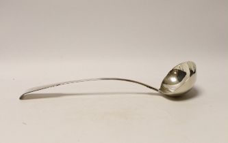 A George III silver fiddle pattern soup ladle, Peter & William Bateman, London, 1811, 33.4cm, 6.