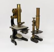Two cased Leitz Wetzlar microscopes, largest 30cm high