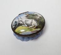 A 19th century enamelled patch box (a.f.)