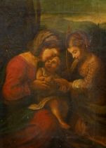 Late 18th / early 19th century, Italian School, oil on canvas, Holy Family, 29 x 20cm