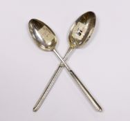 Two 18th century silver combination marrow scoop spoons, Robert Perth, London, 1750 and Stephen