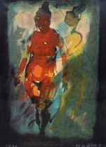 Marino Marini (Italian, 1901-1980), mixed media, Study of two figures, signed, 37 x 27cm