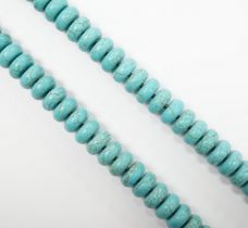 A Navaho turquoise necklace, 45cm.