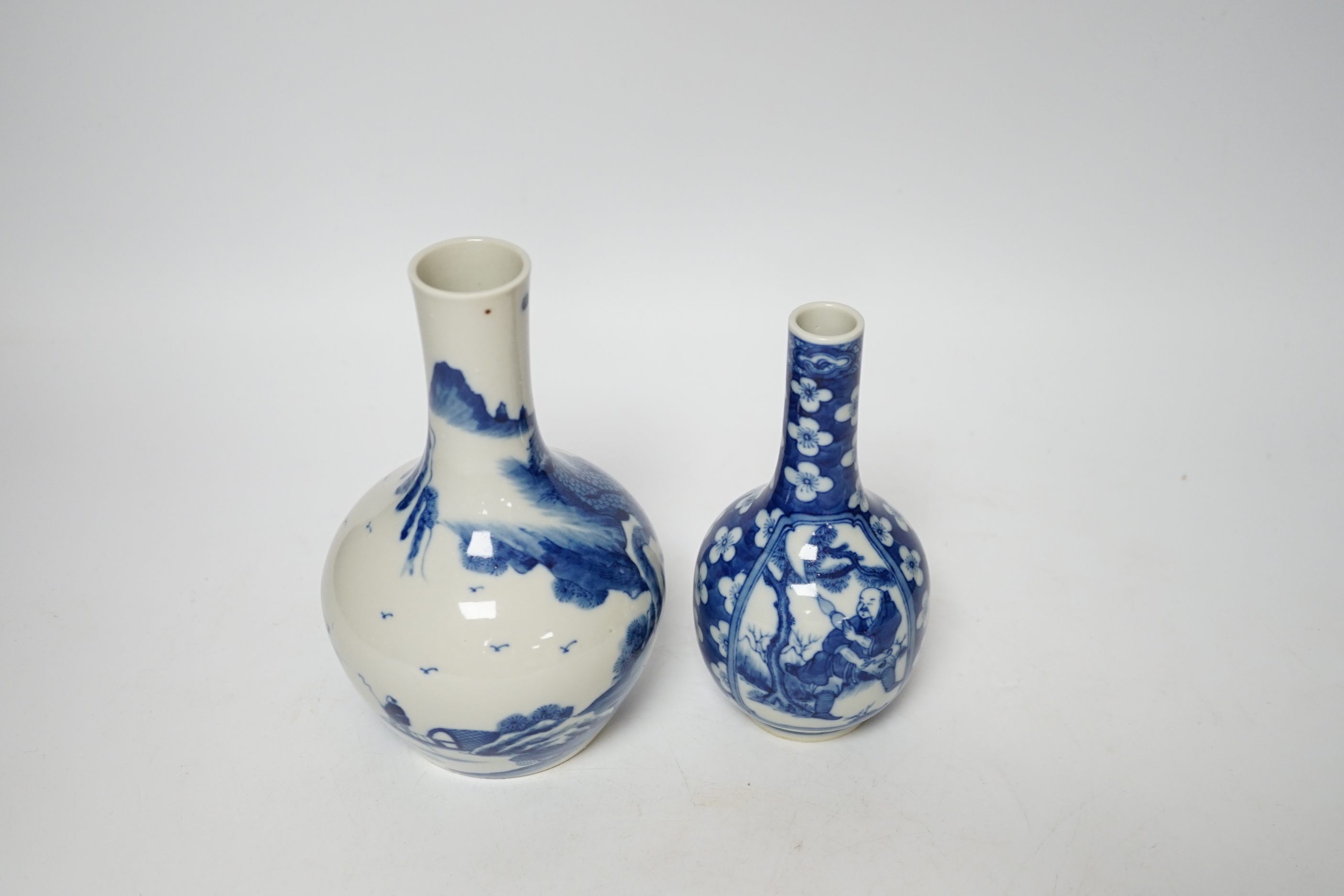 Two Chinese blue and white bottle vases, tallest 17cm - Image 4 of 5