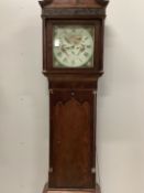 An early 19th century North Country mahogany eight day longcase clock, painted dial marked Banks,