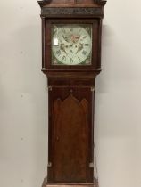 An early 19th century North Country mahogany eight day longcase clock, painted dial marked Banks,