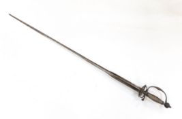 An English iron hilted small sword, c.1765, chiselled and pierced with scrolling devices and