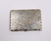 A late Victorian engraved silver mounted card purse, Goldsmiths & Silversmiths Co Ltd, London, 1898,