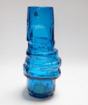 A Whitefriars ‘Hoop’ vase in kingfisher blue, 27cm high