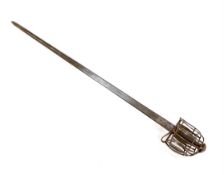 An early 18th century Scottish or English broadsword, with steel basket and pommel and triple