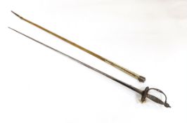 An English small sword, c.1775, pierced with facetted stud work, silver tape and wire bound grip,