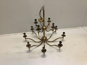 A contemporary gilt metal twelve branch electrolier, height 77cm