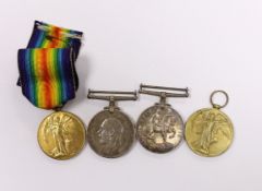 Two pairs of First World War campaign medals, both comprising the War Medal and Victory Medal; to