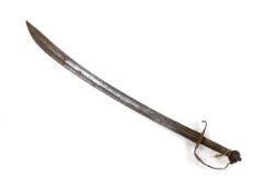 An English hangar, mid 17th century, curved fullered blade engraved with spurious date 1535 and