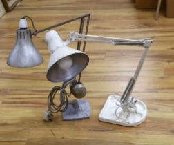 Two anglepoise lamps including a white painted example