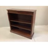 A reproduction Victorian style mahogany open bookcase, width 102cm, depth 32cm, height 100cm