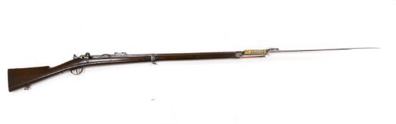 A French Chassepot bolt action rifle 1865-1874 with regulation, iron mounts, and 1868 brass handle