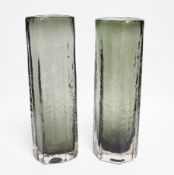 A near pair of Whitefriars ‘Cucumber’ vases in pewter, largest 30cm high