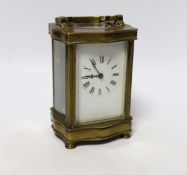 A brass carriage timepiece 12cm high