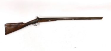 A 14 bore double-barrelled, side-by-side muzzle loading percussion shotgun, back action locks, circa