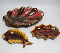 Three Vallauris pottery dishes, largest 38cm
