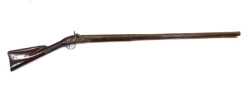 A 1786 percussion 12 bore fowling piece, converted from flintlock, with a fully stocked half