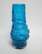 A Whitefriars ‘Hoop’ vase in kingfisher blue, 29cm high