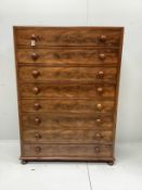 A Victorian mahogany tall chest fitted eight graduated long drawers, width 116cm, depth 47cm, height