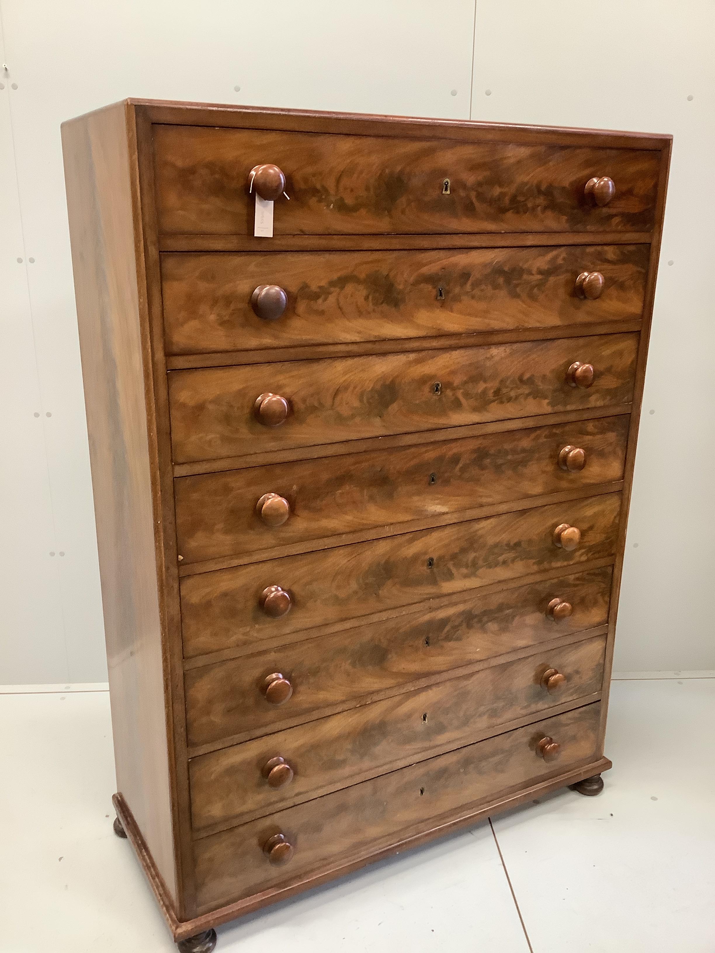 A Victorian mahogany tall chest fitted eight graduated long drawers, width 116cm, depth 47cm, height - Image 2 of 2