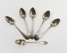 A set of six George III Scottish provincial silver bright cut engraved teaspoons by James Confute,