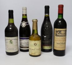 A bottle of Nuits Saint-Georges 1990 red wine, a bottle of Chateau Fombrauge, Saint-Emilion Grand