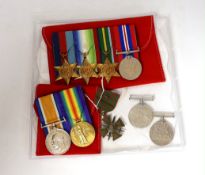 Nine WWI / WWII medals; a pair of WWI medals, the War medal and Victory medal to J.R. Hemmings R.A.