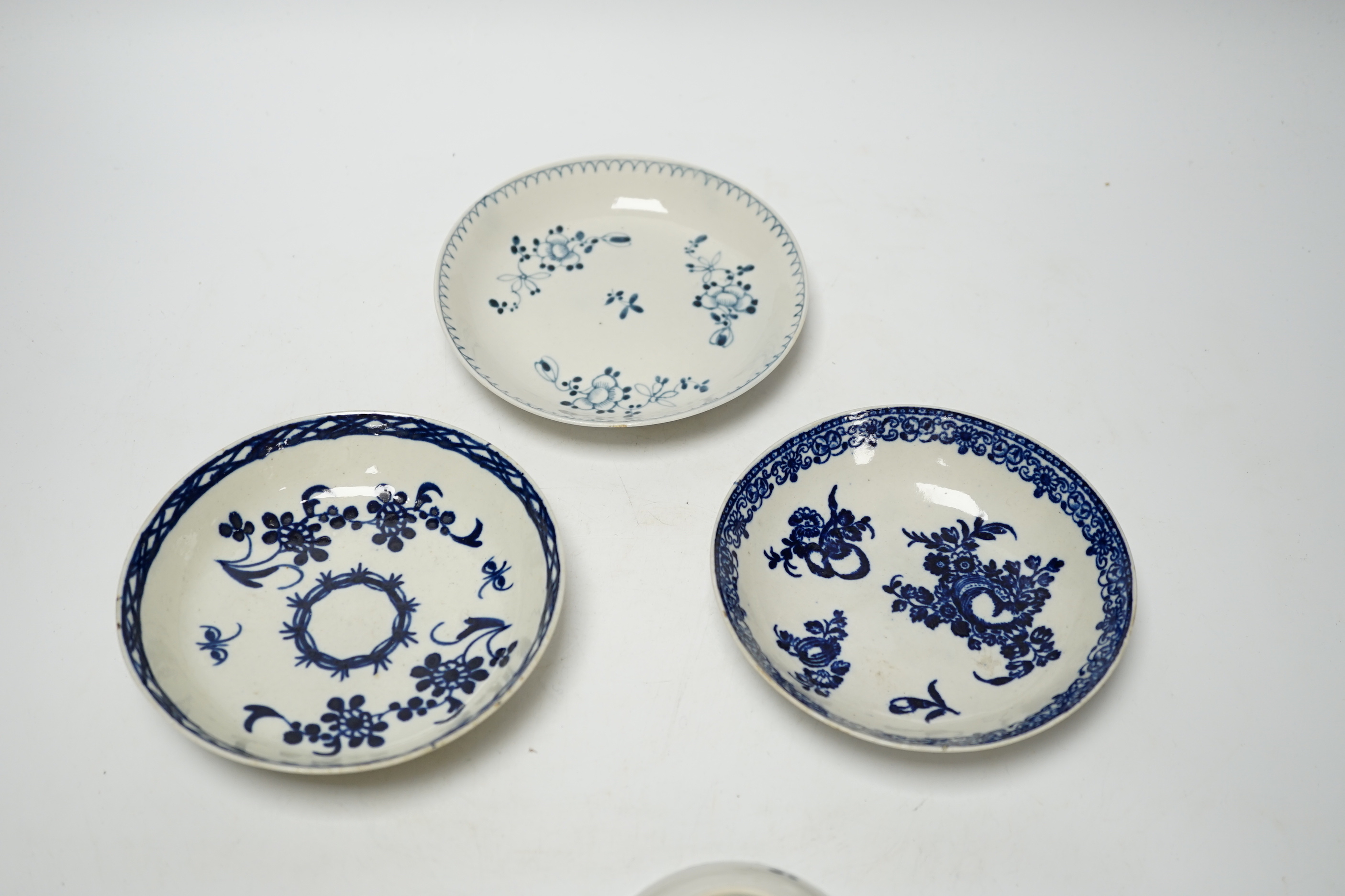 Three late 18th century Liverpool blue and white teabowls and saucers - Image 6 of 7
