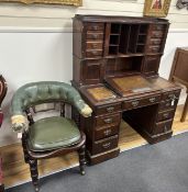 A late Victorian mahogany pedestal desk, width 118cm, depth 65cm, height 148cm, provenance