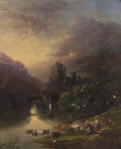 Attributed to Copley Fielding (1787-1855), oil on panel, 'A View at Inverary', inscribed verso, 28 x