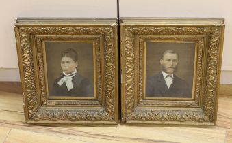 South African School, pair of overpainted 19th century photographs, Portraits of a Lady and