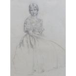 Attributed to Augustus John O.M R.A, (1878-1961), pencil drawing, Portrait of a seated lady, signed,